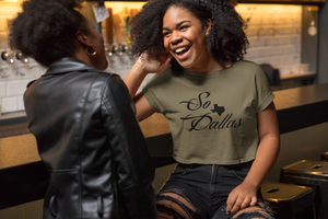 So Dallas (Heather Olive) - Women’s Crop Tee